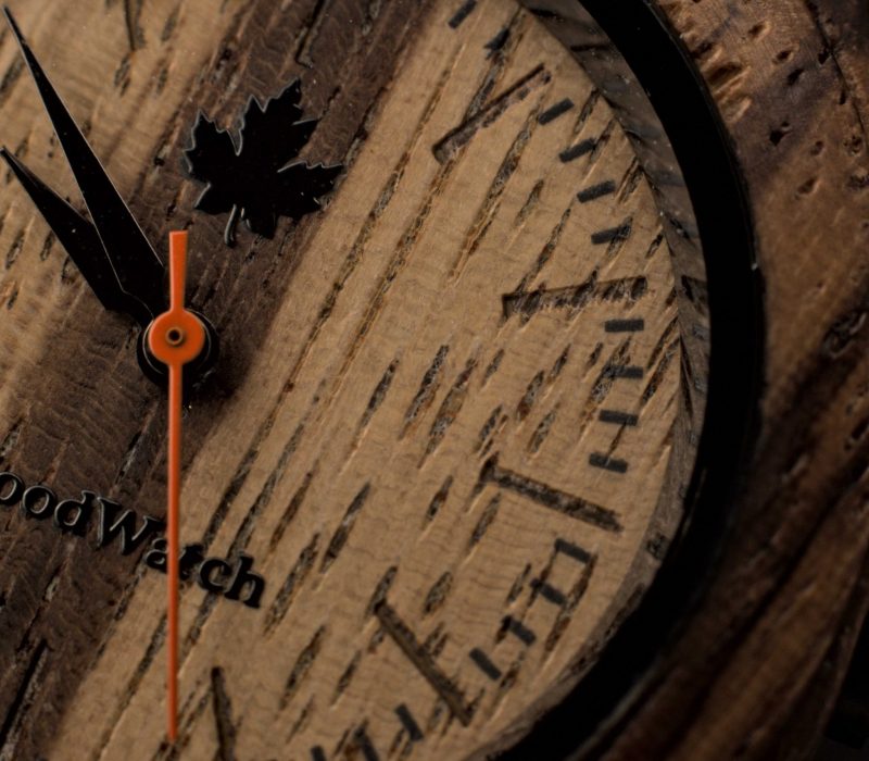 Horloge van woodwatch gefotografeerd